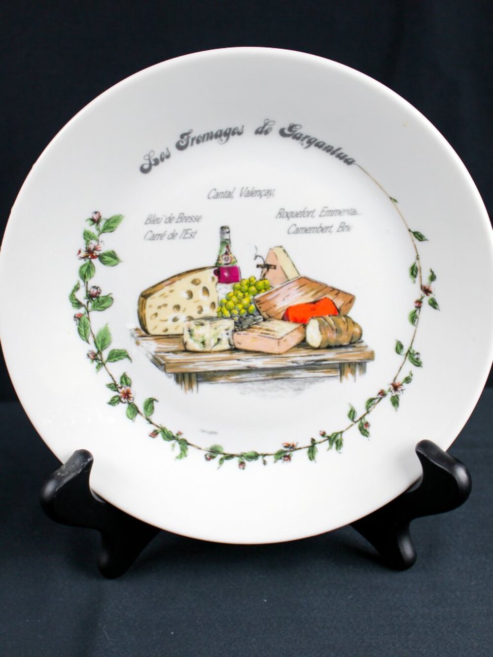 Vintage L'Hirondelle French Cheese Plate Original White Porcelain 7 3/4"